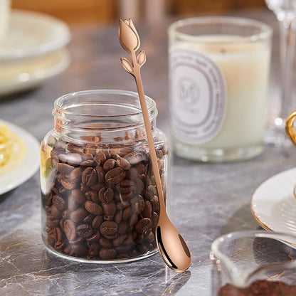Rose Gold Tulip/Rose Handle 12-Pcs Mini Coffee Spoons Set - 6" Stainless Steel for Espresso, Tea, Dessert - Ideal for Demitasse & Small Servings - Image 4