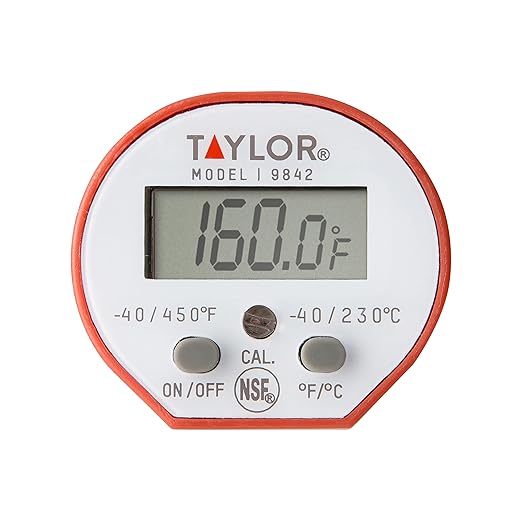 Taylor Waterproof Digital Instant Read Thermometer For Cooking, BBQ, Grilling, Baking, And Meat, Comes With Pocket Sleeve Clip, Red - Image 6