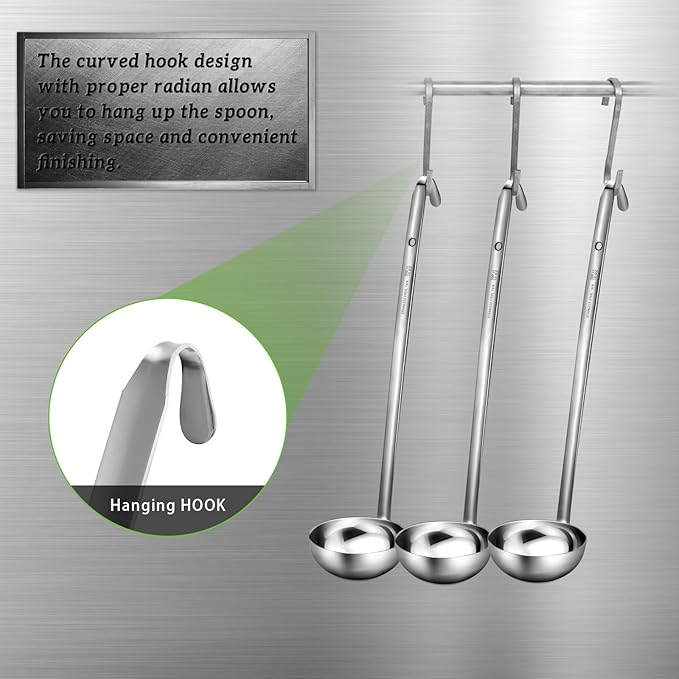meekoo Stainless Steel Ladle Soup Handle Ladle with Pouring Rim for Kitchen Cooking Soup Sauce - Image 4