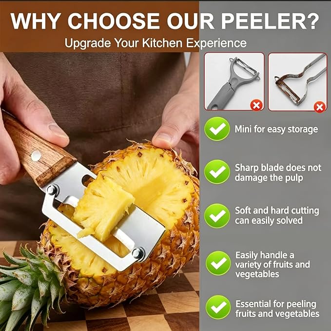 MultiFunctional Vegetable Peeler for Kitchen, Vegetable Peeler with Wooden Handle and Bottle Opener, 2-in-1 Stainless Steel Kitchen Peelers for Fruit Veggie Apple Potato Pumpkin Papaya(1PCS) - Image 3