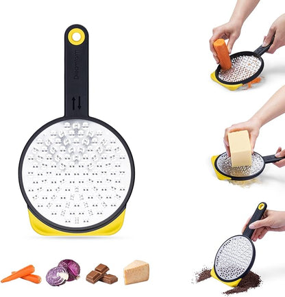 Dreamfarm Ograte Two-Sided Medium Food & Vegetable Speed-Grater with Non-Slip Bowl Hook & Foot - 3mm Medium Grater, Yellow - Image 3