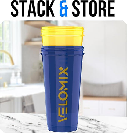 VELOMIX -2 Pack- 28 oz Protein Shaker Bottles for Protein Mixes - 2x Wire Whisk | Leak Proof Shaker Cups for Protein Shakes and Pre Workout | Protein Shaker Bottle Pack (B9) Stand Strong Pack