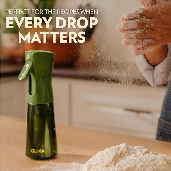 FLAIROSOL OLIVIA Oil Sprayer for Cooking, 200ml Glass Olive Oil Sprayer, Continuous Oil Spray Bottle with Portion Control, Oil Dispenser for Kitchen, Air Fryer, Salad, BBQ (Green Bottle, Gold Print) - Image 7
