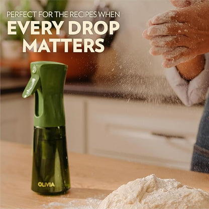 FLAIROSOL OLIVIA Oil Sprayer for Cooking, 200ml Glass Olive Oil Sprayer, Continuous Oil Spray Bottle with Portion Control, Oil Dispenser for Kitchen, Air Fryer, Salad, BBQ (Green Bottle, Gold Print) - Image 7
