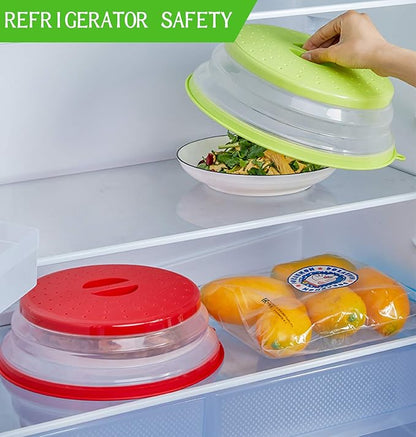 2-Pack Microwave Splatter Covers for Food, 10.5 Inch Collapsible Vented Plate Lids (Grey & Red Combo), BPA-Free Silicone & Plastic, Dishwasher Safe, No Mat Included - Image 7