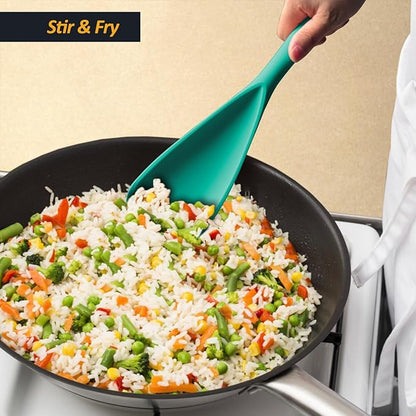 Silicone Spatula Spoon, Great for Both Cooking and Serving Durable BPA-Free Matte Black Silicone, Seamless Design, Safe for Nonstick Cooking Surfaces, 2-Pcs, Teal - Image 5