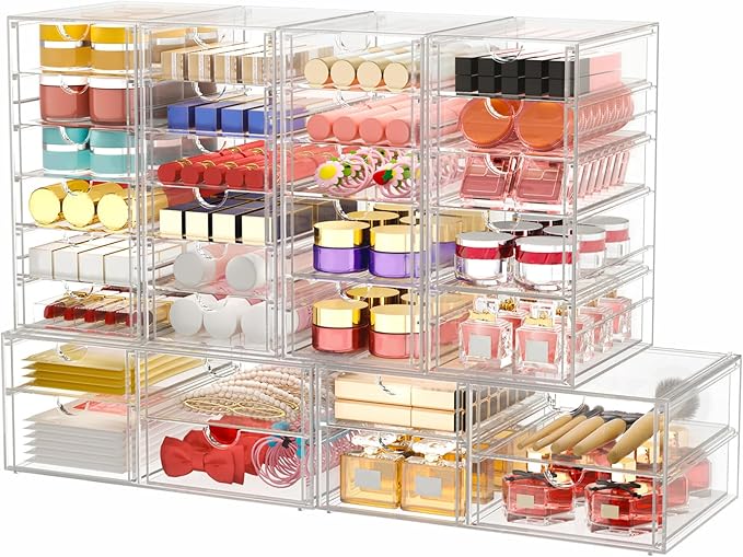 caktraie Makeup Organizer Storage With 30 Drawers, 6 Pcs Desktop Office Supplies, Desk Organizers, Clear Accessories, Dustproof Drawer and for Make Up, Jewelry, Pen, Stationary - Image 8
