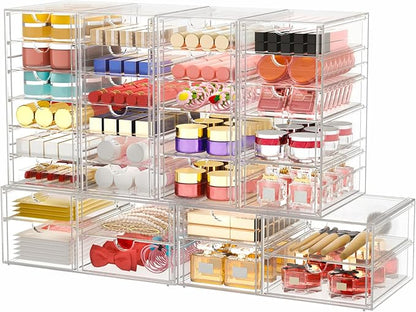 caktraie Makeup Organizer Storage With 30 Drawers, 6 Pcs Desktop Office Supplies, Desk Organizers, Clear Accessories, Dustproof Drawer and for Make Up, Jewelry, Pen, Stationary - Image 8