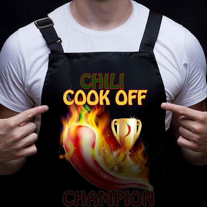 Funny Baking Apron,Baking Apron for Women with Pockets,Funny Chili Cook Off Apron, Cooking Chef Apron with BBQ, Kitchen Work Aprons with Pockets Birthday Dad Creative Gifts - Image 3