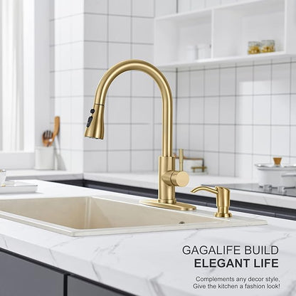 GAGALIFE Built in Sink Soap Dispenser or Lotion Dispenser for Kitchen Sink, Brushed Gold ABS Pump Head, with 17 Ounce Large PET Soap Bottle - Image 3