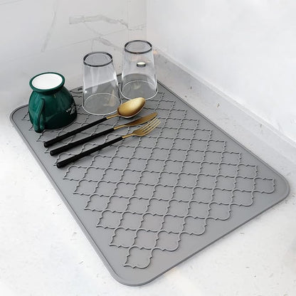 AMOAMI-Dish Drying Mats for Kitchen Counter-Silicone Dish Drying Mat-Kitchen Dish Drying Pad Heat Resistant Mat-Kitchen Gadgets Kitchen Accessories Kitchen Small Appliances(12" x 16", GREY) by AMOAMI