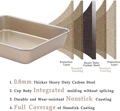 12" x 10" Cookie Sheet Pan Set, 2 Pack Nonstick Baking Sheets, Commercial Carbon Steel Jelly Roll Tray, 2.5" Deep Bakeware For Oven Bake, Anti-warping & Easy Clean