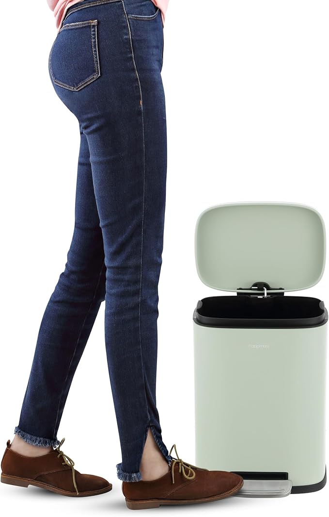 happimess HPM1006E Connor Rectangular 13-Gallon Trash Can with Soft-Close Lid and FREE Mini Trash Can, Fingerprint Resistant, Modern, Minimalistic for Home, Kitchen, Office, Bathroom, Pistachio Gelato - Image 8