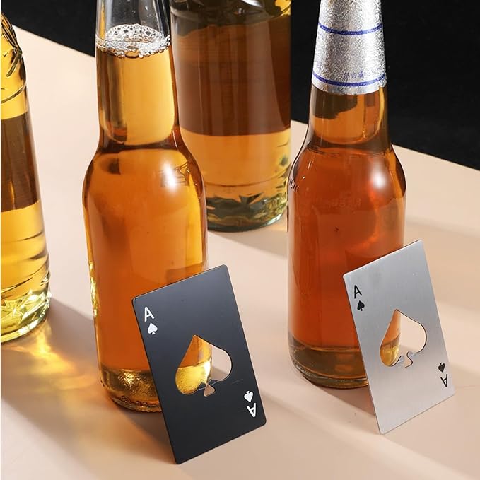 60Pcs Ace of Spades Bottle Openers, Poker Card Bottle Openers Portable Stainless Steel Can Opener Credit Card Size Beer Bottles Can Cap Opener for Wallet Pocket Wedding Party Good Gift