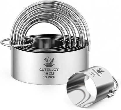 6 Pcs Large Cookie Cutters (2, 2.3, 2.8, 3.14, 3.54, 3.9 Inch), Round Biscuit Cutter Set with Handle and Big Ring, Professional Baking Dough Cutter Tools for Cakes, Sandwiches, Donuts, Dumplings by Unknown