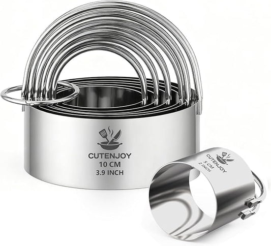 6 Pcs Large Cookie Cutters (2, 2.3, 2.8, 3.14, 3.54, 3.9 Inch), Round Biscuit Cutter Set with Handle and Big Ring, Professional Baking Dough Cutter Tools for Cakes, Sandwiches, Donuts, Dumplings by Unknown