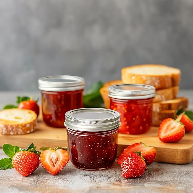 ComSaf 8 oz Wide Mouth Mason Jars, 12Pcs Glass Jars for Home Cooks Making Jam and Jelly, and Crafters Creating DIY Candles and Party Favors, Canning Jar with Lids and Rings，Includes Labels & Twine - Image 4