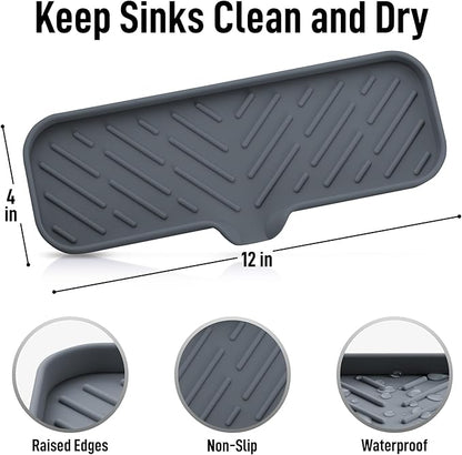 Zulay Kitchen Large Silicone Sponge Holder (12x4) – Flexible Sink Organizer Tray for Kitchen & Bathroom – Multipurpose Soap Dish for Sponges, Makeup, Trinkets & More (Grey) - Image 4