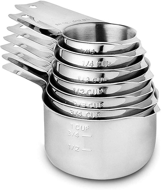 Measuring Cups Stainless Steel 7 Piece Stackable Set for Dry or Liquid Ingredients Measurement - Kitchen Gadgets & Utensils Metal Measuring Cups Best for Cooking & Baking by CozyKit