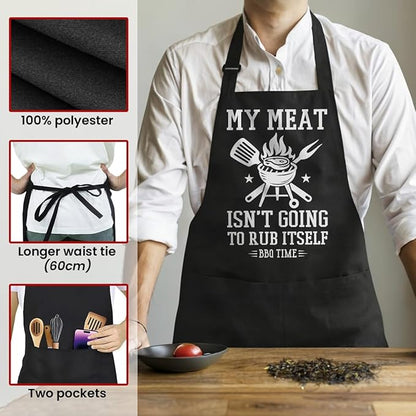 SANDJEST Funny Mens Aprons with Pockets for BBQ Grilling Cooking Grandpa Husband Apron for Birthday Christmas Father's Day