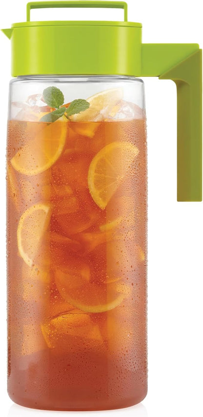 Takeya Airtight Pitcher - Durable BPA-Free Eastman Tritan Odor/Stain-Resistant Leakproof Lid for Iced Tea/Water Easy-Grip Silicone Handle Spill-Free Spout Fridge-Friendly Made in USA 2 Quart/Avocado by Takeya