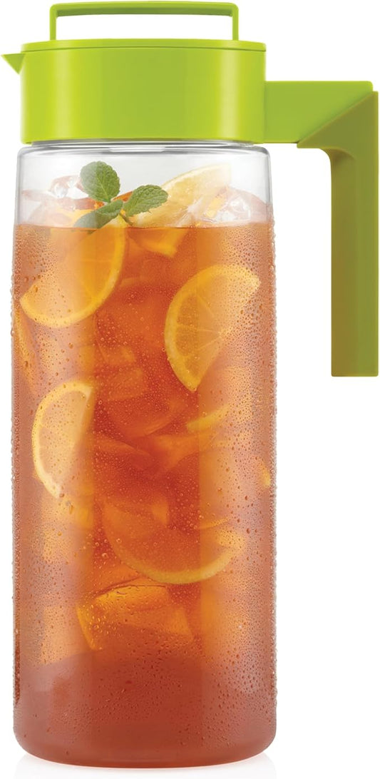 Takeya Airtight Pitcher - Durable BPA-Free Eastman Tritan Odor/Stain-Resistant Leakproof Lid for Iced Tea/Water Easy-Grip Silicone Handle Spill-Free Spout Fridge-Friendly Made in USA 2 Quart/Avocado by Takeya