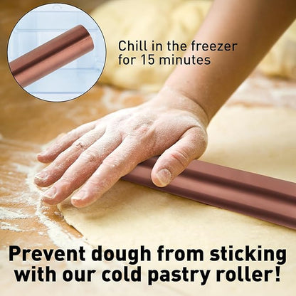 Zulay Kitchen 15.9 inch Professional Stainless Steel Rolling Pin - Lightweight Metal French Rolling Pin - Perfect for Baking, Fondant, Pizza Dough Roller, Dumpling - Copper - Image 6