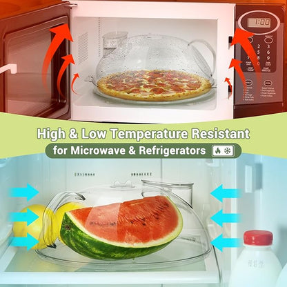 Microwave Splatter Cover,Protect Food Splashes,Dish Bowl Plate Serving Lid with Handle,BPA-Free,Clear Safe Plastic,Microwave Cover for Food,10 Inch