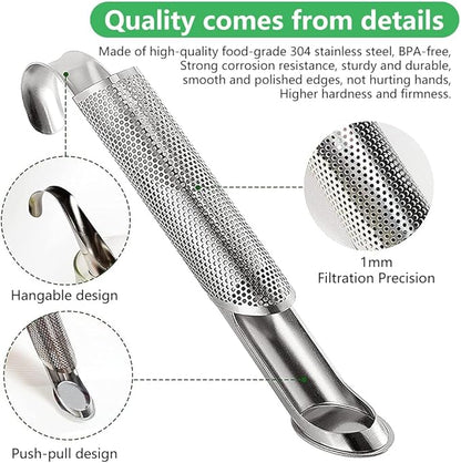 Stainless Steel Tea Diffuser, 2026 Upgraded Tea Pipe Infuser with Hanging Hook & Long Handle, Fine Mesh Tea Steeper for Loose Leaf Tea, Coffee & Spices (Includes Cleaning Brush) (4Pcs)