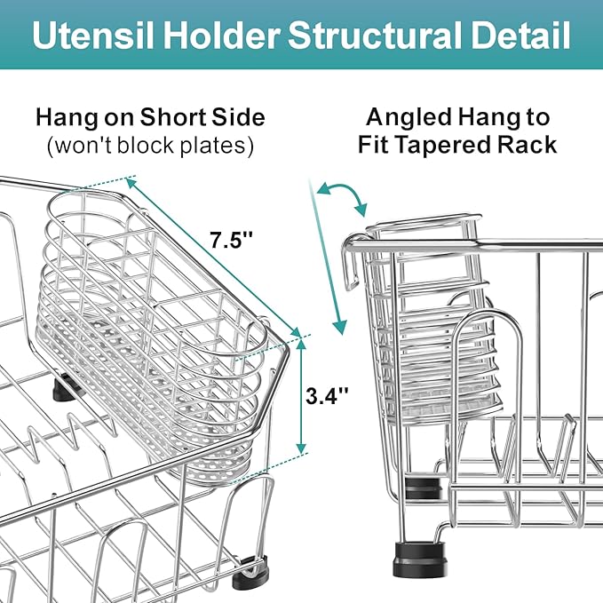 GSlife Small in Sink Dish Drying Rack - Stainless Steel Compact Dish Drainer for RV Kitchen Apartment Sink, Rust Resistant Inside Sink Rack, 1–2 Person Households, 11.6" W x 13.4" L - Image 7