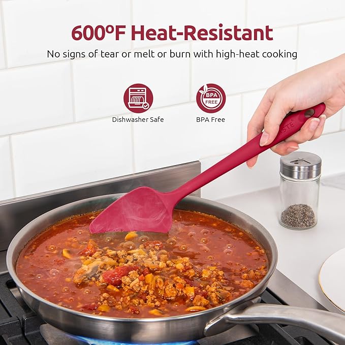 U-Taste Silicone Spatula Set with 600 Degrees Fahrenheit Heat Resistant (Red) - Image 3