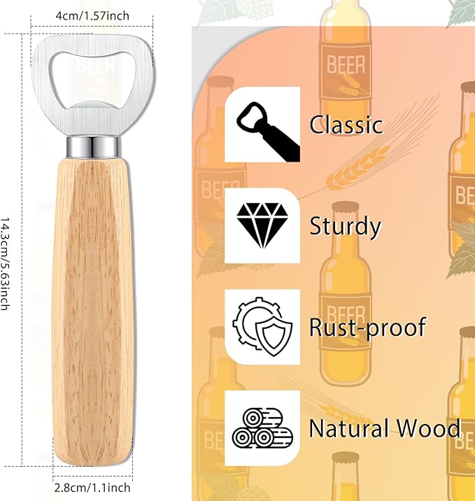 24pcs Bottle opener Beer Opener with Wooden Handle for engraving Cider Wine Bottle Opener Party Wedding Gifts
