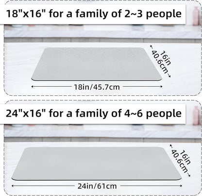 LOPNUR Kitchen Dish Drying Mat, 24"x16" Dish Drying Mats for Kitchen Counter, Diatomite Coffee Mat, Super Absorbent Dish Drying Pad, Heat Resistant Mat with Anti-slip Rubber Backed, Light Grey - Image 4