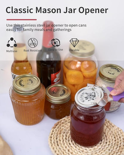 CYDW Mason Jar Opener Tool with No Lid Dents or Damage, Can Opener Manual Multi-Purpose, Easy Twist Manual Handheld Top Remover Utensil, Canning Supplies Tools and Bottle Opener, Made For Lifetime