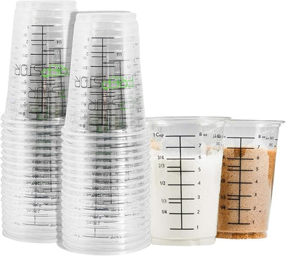 Disposable Measuring Cups for Resin - Pack of 20 8oz Clear Plastic Measuring Cup for Epoxy Resin, Stain, Paint Mixing - Half Pint Reusable Multipurpose Mixing Cups for Cooking and Baking by PrepStor