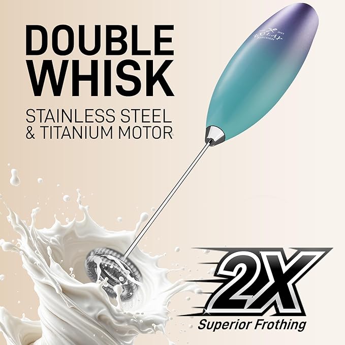 Zulay Kitchen Whisk Milk Frother with 4 Duracell Batteries - Powerful Handheld Foam Maker for Coffee, Lattes, Matcha, Hot Chocolate & Cappuccinos - Whip Creamy Froth in Seconds - Image 4
