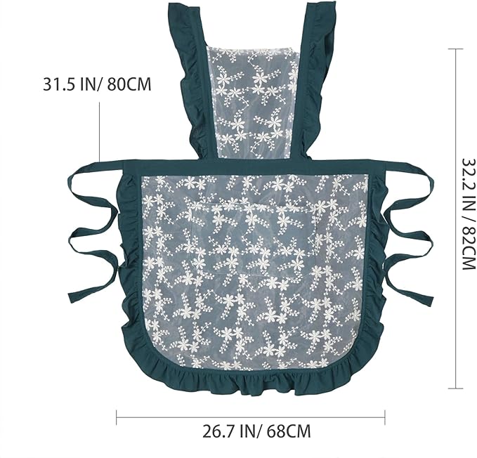Pinknoke Vintage Pinafore Apron Dress for Women with Pockets Cute Floral Chef Aprons for Kitchen Cooking Baking Gardening - Image 7