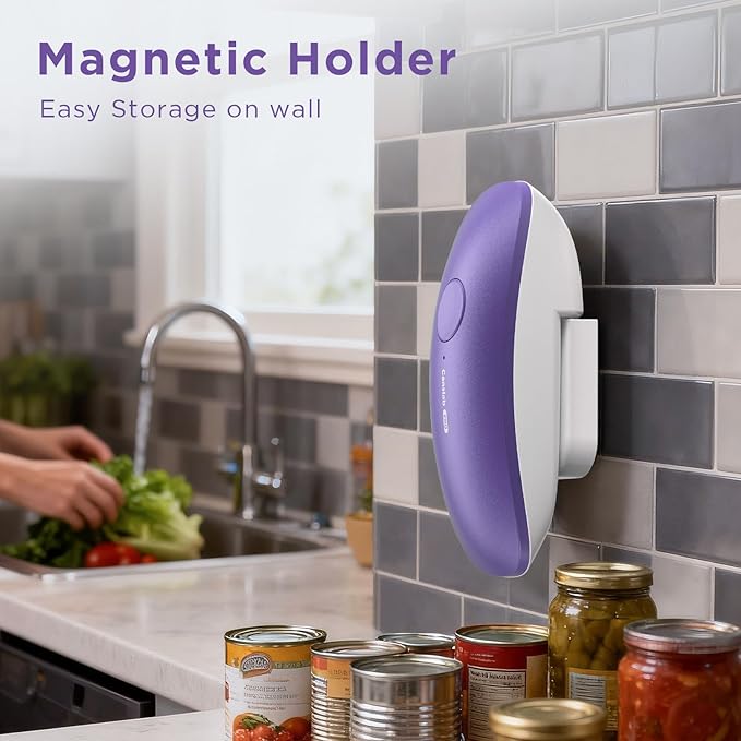 Canslab Ultrablade PRO Auto Stop Can Opener - Rechargeable Electric Can Opener for Kitchen for Seniors with Arthritis - One Touch Side Cut Opener, Smooth Edge, Lilac - Image 6