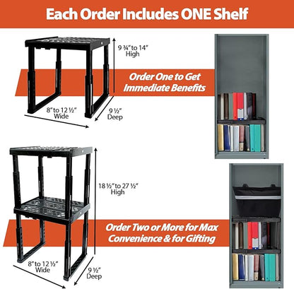 Locker Organizer Shelf， Adjustable Width and Height, Ideal Locker for School, Office, and Gym Lockers (Magenta 2 Pack)