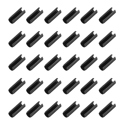 MECCANIXITY 120Pcs Slotted Split Roll Pins 2/25 Inch(2mm) Dia. 6/25 Inch(6mm) Length Steel Spring Tension Expansion Dowels for Secure Fastening, Black
