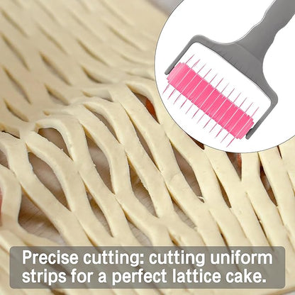 Pastry Lattice Roller Cutter, Pastry Cutter Roller DIY Baking Tool for Dought Cookie Pie, Crust Pastry Wheel for Cutting, Baking & Cooking Tool for Apple Pie Crust or Ravioli Pasta - Image 5