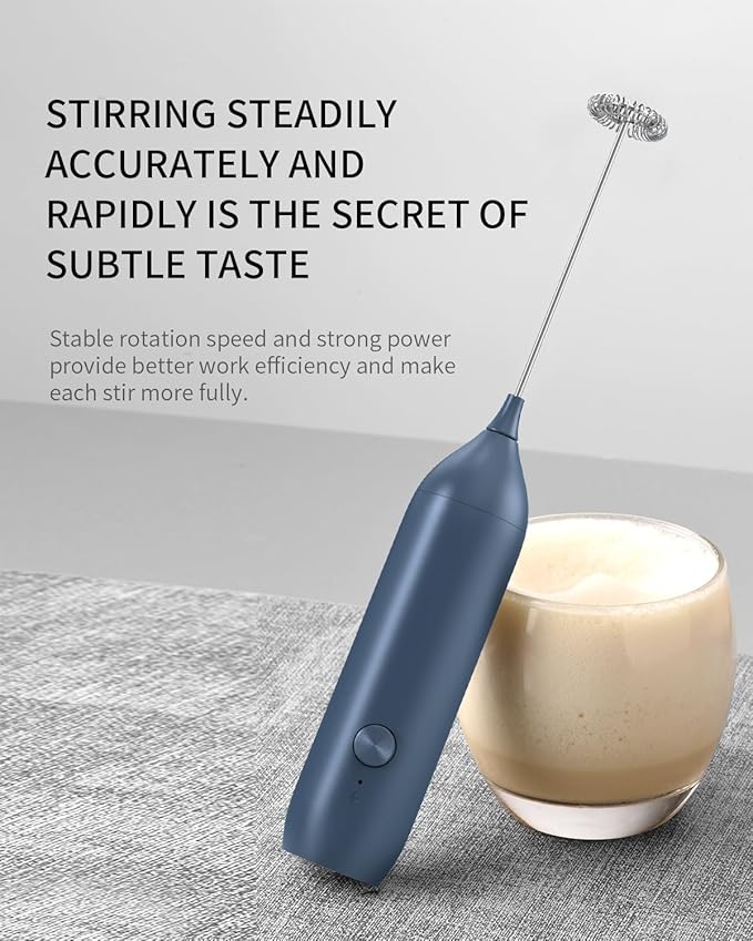 CIRCLE JOY Rechargeable Milk Frother Handheld with Stand, Coffee Frother Wand Drink Mixer with Dual Spring Whisk for Coffee, Cappuccino, Lattes, Frappe, Matcha and Hot Chocolate, Blue - Image 6
