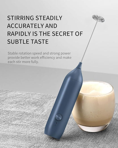 CIRCLE JOY Rechargeable Milk Frother Handheld with Stand, Coffee Frother Wand Drink Mixer with Dual Spring Whisk for Coffee, Cappuccino, Lattes, Frappe, Matcha and Hot Chocolate, Blue - Image 6