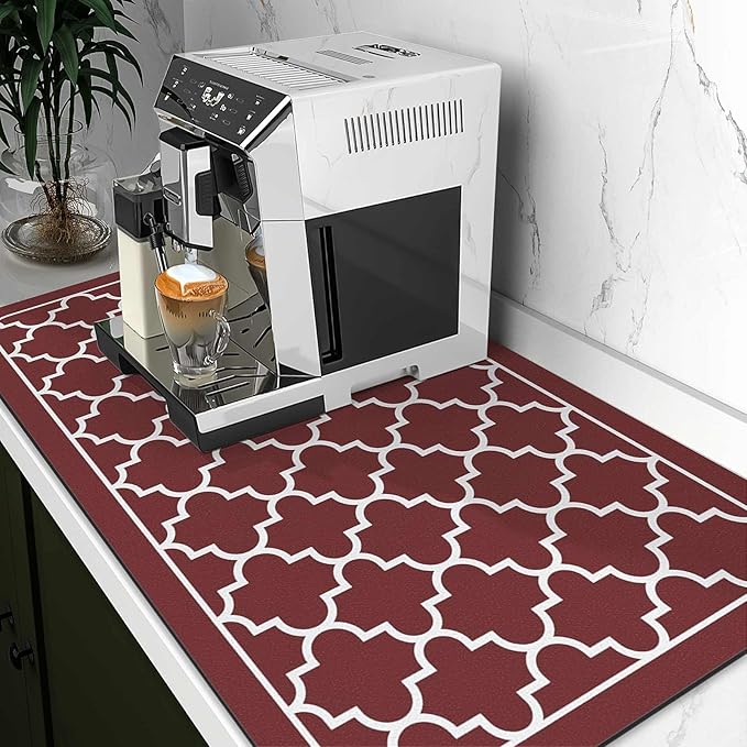 WISELIFE Dish Drying Mat Super Absorbent Drying Mat Large Dish Drying Mats for Kitchen Counter Easy Clean Dish Mat Kitchen Drying Mat18"x 28" Stylish Red - Image 2