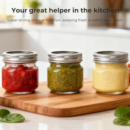 Eathtek 8 oz Glass Mason Jars with Regular Lids, 6 Pack 240 ml Canning Jars With Labels, Tags & Twine for Jam Jelly Spice Honey Herbs, Shower Favors Food Storage Wedding & Party Decor