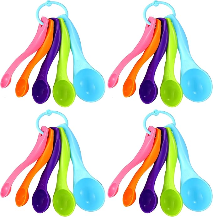 Frienda 20 Pieces Colorful Plastic Measuring Cup Spoons for Kitchen Cooking Baking Dry and Liquid Ingredients by Frienda