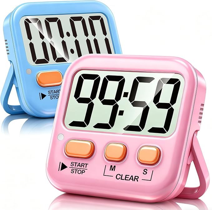 Antonki 2 Pack Digital Timer for Kids, Magnetic Countdown Kitchen Timers for Cooking, Egg, Classroom, Teacher, Exercise, Study, Oven - Battery Included by Antonki