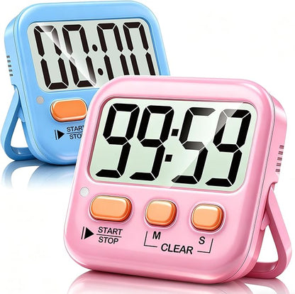 Antonki 2 Pack Digital Timer for Kids, Magnetic Countdown Kitchen Timers for Cooking, Egg, Classroom, Teacher, Exercise, Study, Oven - Battery Included by Antonki
