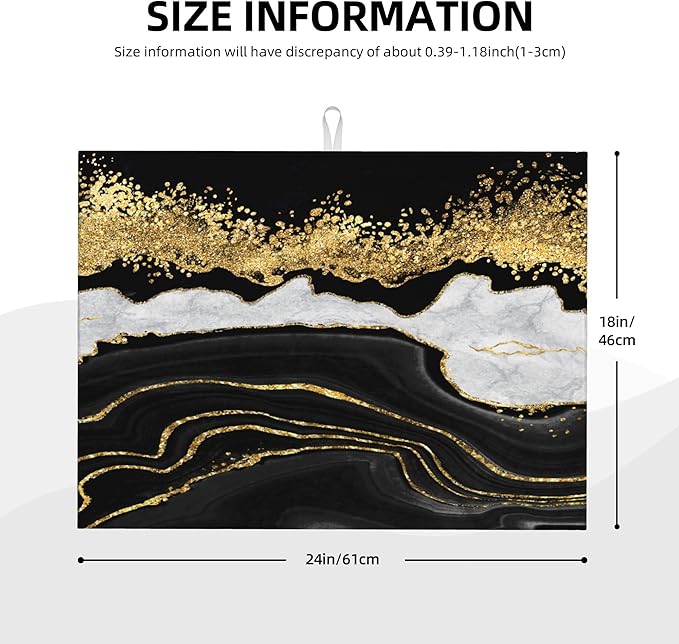 Marble Pattern Dish Drying Mat for Kitchen Counter, Microfiber Dish Mats for Drying Dishes, Absorbent Large Dish Drying Pad Mat 18 x 24 Inch - Image 2