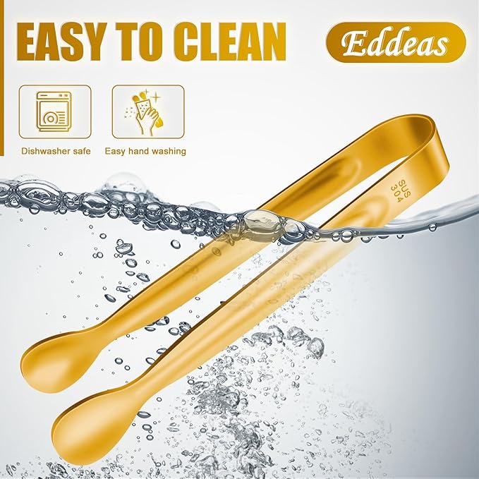 12 PCS Small Serving Tongs, 6" Mini Gold Sugar Tongs, Stainless steel Small Kitchen Tiny Food Tongs for Serving Food, Coffee Bar, Tea Party, Desserts Party and Ice Bucket - Image 7